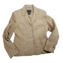 John Paul Richard Uniform Suede Leather Blazer Jacket Button Up Womens Sz 12 Tan - £15.00 GBP