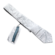 Littlest Prince Youth 8yr - Adult White Gray Marble Print Tie Necktie NEW - £11.21 GBP