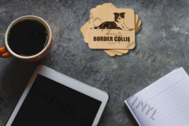 Laser Engraved Border Collie Dog Laying - Wood Coasters, set of 4 - $19.13 CAD