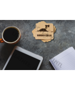 Laser Engraved Border Collie Dog Laying - Wood Coasters, set of 4 - $19.13 CAD