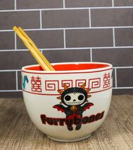 Furrybones Scorchie Dragon Skeleton White Porcelain Bowl With Chopsticks... - $348.35 MXN