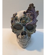 NEW Halloween SHABBY DECORATIVE SKULL PASTEL white skeleton head Glam Ta... - $44.68 CAD