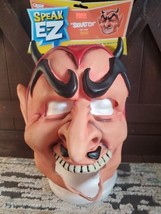 Vintage 2005 Disguise SpeakEZ Scratch halloween Mask  horned devil diablo man ne - £14.87 GBP