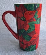 Poinsettia Red Flowers Collectible Tall Mug White Fine Bone China Mug, M... - $41.99