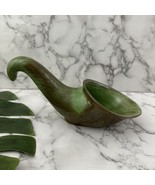 Frankoma Vintage Cornucopia Vase Planter Green Pottery Horn of Plenty - $29.69