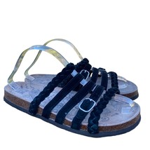 Muk Luks Terri Slide Sandals Black Suede Womens 11 Strappy Flats Comfort Slip On - £20.52 GBP