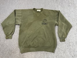 Vintage USMC MJ Soffe Sweatshirt Olive Green Medium USA Drab FADED GRUNG... - $457.39 MXN