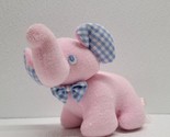 Russ Berrie Baby Pink Elephant Plush Rattle Terry Cloth Blue Ears, Eyes ... - $19.70