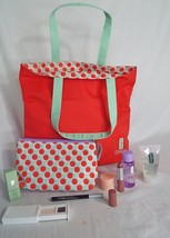 Clinique 9 Piece Set Remover Hydrating Jelly Tote Cosmetic Bag All About Eyes - £23.21 GBP