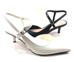 Vince Camuto Riccou Leather Kitten Heel Pointed Toe Slingback Choose Sz/Color - £87.11 GBP