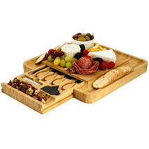 MegaChef Bamboo Charcuterie Cheese Board with Slide Out Drawer with Chee... - $1,741.21 MXN