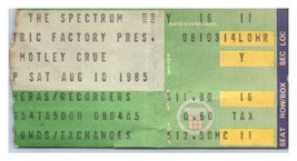 Mötley Crüe Concerto Ticket Stub Agosto 10 1985 Philadelphia Pennsylvania - £35.48 GBP