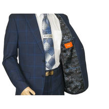 Men TALLIA Suit Wool Blend English Glen Plaid Classic 2Button VDVA2SVX0026 Blue image 4