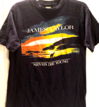 James Taylor Never Die Young Album Studio Pop Vintage Navy Blue T-Shirt 1988 L - £55.15 GBP