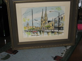 James McBride-Cathedral Square-Fort Wayne IN-Watercolor Print-Framed-10&quot;... - $15.00
