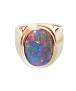 14k Yellow Gold 7 ct Australian Black Fire opal Astrological Purpose Men... - $2,167.60