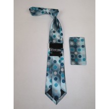 Men's Stacy Adams Necktie and Hankie Set Fancy Design Silky Look SAT12 Teal image 2