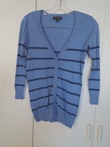 THE LIMITED LADIES LS LIGHTWEIGHT CARDIGAN STRIPED BLUE SWEATER-S-NWOT-L... - $5.89