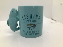Hallmark Fishing Isnt Hard Fly Coffee Mug Fish Handle Blue Fisherman Gif... - £11.61 GBP