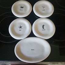 Rae Dunn Beach Theme 6&quot; Appetizer Plates Set of 4 W Bonus “eat” Plate - £29.98 GBP