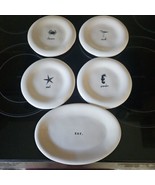 Rae Dunn Beach Theme 6&quot; Appetizer Plates Set of 4 W Bonus “eat” Plate - £29.39 GBP