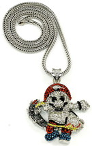 Necklace New Crystal Rhinestones Pendant with 36 Inch Franco Chain Pirate - £29.98 GBP+