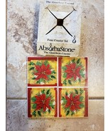 4 Absorbastone Christmas Stone Coasters Poinsettias Red Flowers Free Shi... - £20.23 GBP