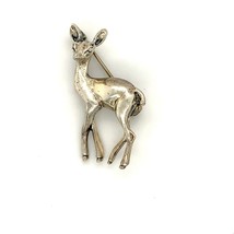 Vintage Signed Sterling Beau Detailed Polished Fawn Deer Reindeer Pin Brooch - £30.95 GBP