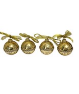 Vtg Christmas by Krebs Glass Christmas Ornaments Gold Ribbons &amp; Glitter ... - $19.00