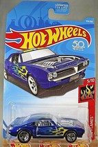2018 Hot Wheels #324 Hw Flames 5/10 Custom &#39;67 Pontiac Firebird Blue w/5 Spokes - £6.24 GBP