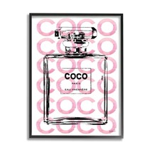 Stupell Industries Glam Perfume Bottle With Words Pink Black Framed Giclee Textu - £32.07 GBP