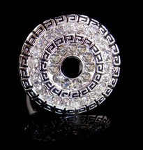 Greek Key Ring - Infinity enamel design - HUGE silver setting - size 9 - smokey  - £59.95 GBP