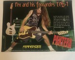 Fernandes Guitars Vintage Print Ad Advertisement Pantera pa10 - $9.89