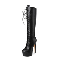 Women&#39;s Sexy Platform Over The Knee High Boot Front Lace-Up High Heel Stiletto S - £132.08 GBP