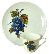 4 Shafford Fruit Fantasy Vintage Luncheon Plates &amp; Cups Grapes Apple Lem... - $24.18
