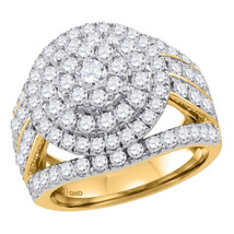 14kt Yellow Gold Round Diamond Cluster Bridal Wedding Engagement Ring 3.00 Ctw - £2,956.26 GBP