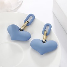 Blue &amp; 18K Gold-Plated Heart Paper Clip Drop Earrings - £7.20 GBP