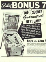 Bonus 7 Bingo Pinball FLYER Original 1970 Arcade Game Promo Art Print - £17.27 GBP
