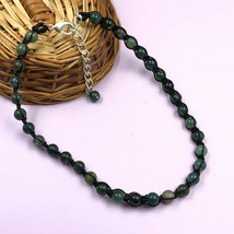 Natural Moss Agate 8x8 mm Beads Adjustable Thread Necklace ATN-58 - £11.18 GBP