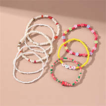 Howlite &amp; Multicolor &#39;GIRL&#39; Apple &amp; Flower Stretch Bracelet Set - £12.84 GBP