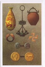 Belgium Illustration Card Our Glorys Historica Ltd Roman Coins Lamps Tab... - $4.94