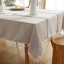Tablecloth Embroidered Table Cloth Cotton Linen Wrinkle Free Tablecloths... - $50.52