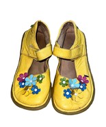 Pipsqueakers Yellow Leather Mary Jane Flower Accent Girls Shoes Sz 5 Girls - $9.60