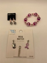 Breast Cancer Jewelry - Charms - Avon Earrings - Bracelet - £7.86 GBP