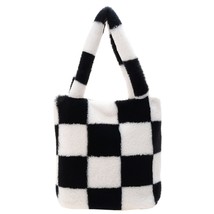 Fashion Checkered Print Shoulder Bag Autumn Winter Hit Color INS Fashion Women P - £22.44 GBP
