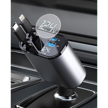 Retractable Car Charger, 4 In 1 Usb C Car Charger 60W,Retractable Cables (2.6Ft) - £38.43 GBP