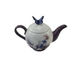 1990&#39;s Telaflora Lena Licl Purple Blossom &amp; Butterflies Coffee Tea Pot w Lid  - £21.72 GBP