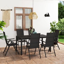  Dining Set Black PE Rattan, WPC, Aluminium 7 Piece Set - $16,243.51 MXN