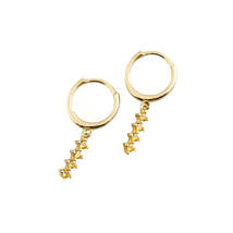 Anyco Earrings Gold Plated Chic Charm Yellow Colored Zircon Bar Stud For Women - £17.46 GBP