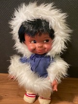 VTG Regal 12” Eskimo Doll Canada Fur 1960’s Jointed Cutest Face Collectible - £13.90 GBP